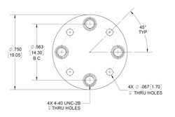 WR-10 Waveguide Short Plate, UG-Cover Round Flange, 4mm Copper（图2）