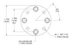 WR-15 Waveguide Short Plate, UG-Cover Round Flange, 4mm Copper（图2）