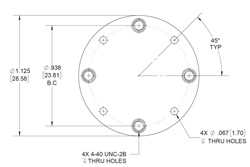 WR-22 Waveguide Short Plate, UG-Cover Round Flange, 4mm Copper（图2）