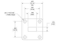 WR-34 Waveguide Shim, UG-Cover Square flange, 4mm Brass（图2）