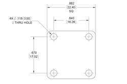 WR-42 Waveguide Short Plate, UG-Cover Square Flange, 4mm Copper（图2）