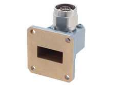 WR-90 CPR-90G Grooved Flange to Type N Male Waveguide to Coax Adapter, 8.2 GHz to 12.4 GHz, X Band, Aluminum, Paint（图2）