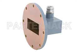 WR-187 UG-407/U Round Cover Flange to Type N Female Waveguide to Coax Adapter, 3.95 GHz to 5.85 GHz, J Band, Aluminum, Paint（图2）