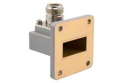 WR-112 UBR84 Flange to N Female Waveguide to Coax Adapter Operating from 6.57 GHz to 9.99 GHz in Aluminum（图2）