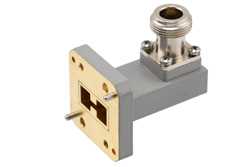 WRD-650 UG Square Cover Flange to N Female Waveguide to Coax Adapter Operating from 6.5 GHz to 18 GHz in Copper Alloy（图2）