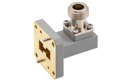 WRD-750 UG Square Cover Flange to N Female Waveguide to Coax Adapter Operating from 7.5 GHz to 18 GHz in Copper Alloy（图2）