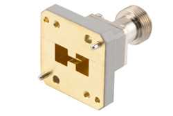 WRD-650 UG Square Cover Flange to N Female Waveguide to Coax Adapter Operating from 6.5 GHz to 18 GHz in Copper Alloy（图2）