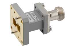 WRD-750 UG Square Cover Flange to N Female Waveguide to Coax Adapter Operating from 7.5 GHz to 18 GHz in Copper Alloy（图2）